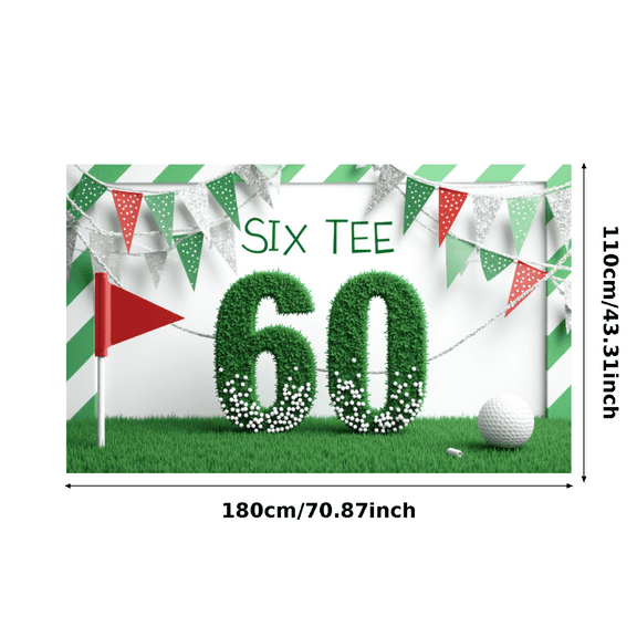 Grass Design Birthday Banner Golf Theme Green Elements Decoration for Outdoor Celebration Adult Party Garden Event Commemoration