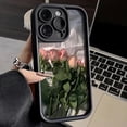 thumbnail image 3 of Funda de silicona con pintura al óleo para iPhone, carcasa con flor rosa blanca para iPhone 11, 12, 13, 14, 15 Pro Max, XS, X, XR, 78 Plus, SE 2020, 3 of 5