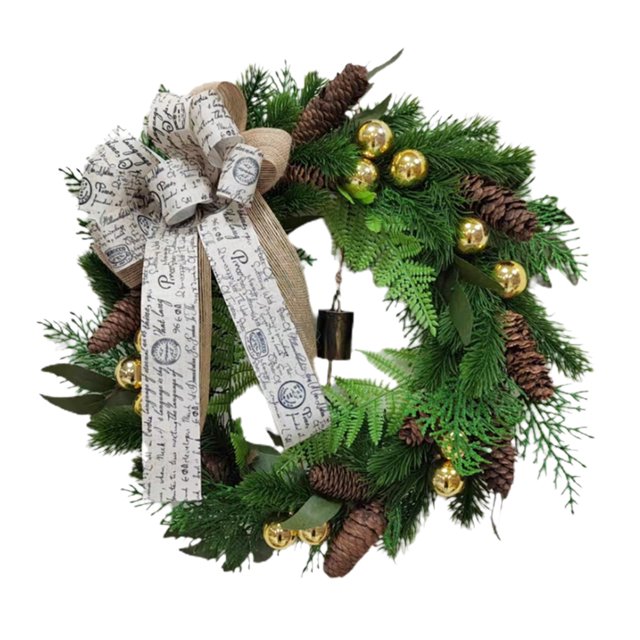 Navidad Para Casa De Campo, Puerta Delantera, 40 Cm, Corona De Navidad Artificial Con Campanas Para Paredes, Porches, Decoración De Ventanas Vogacara HA039245-00