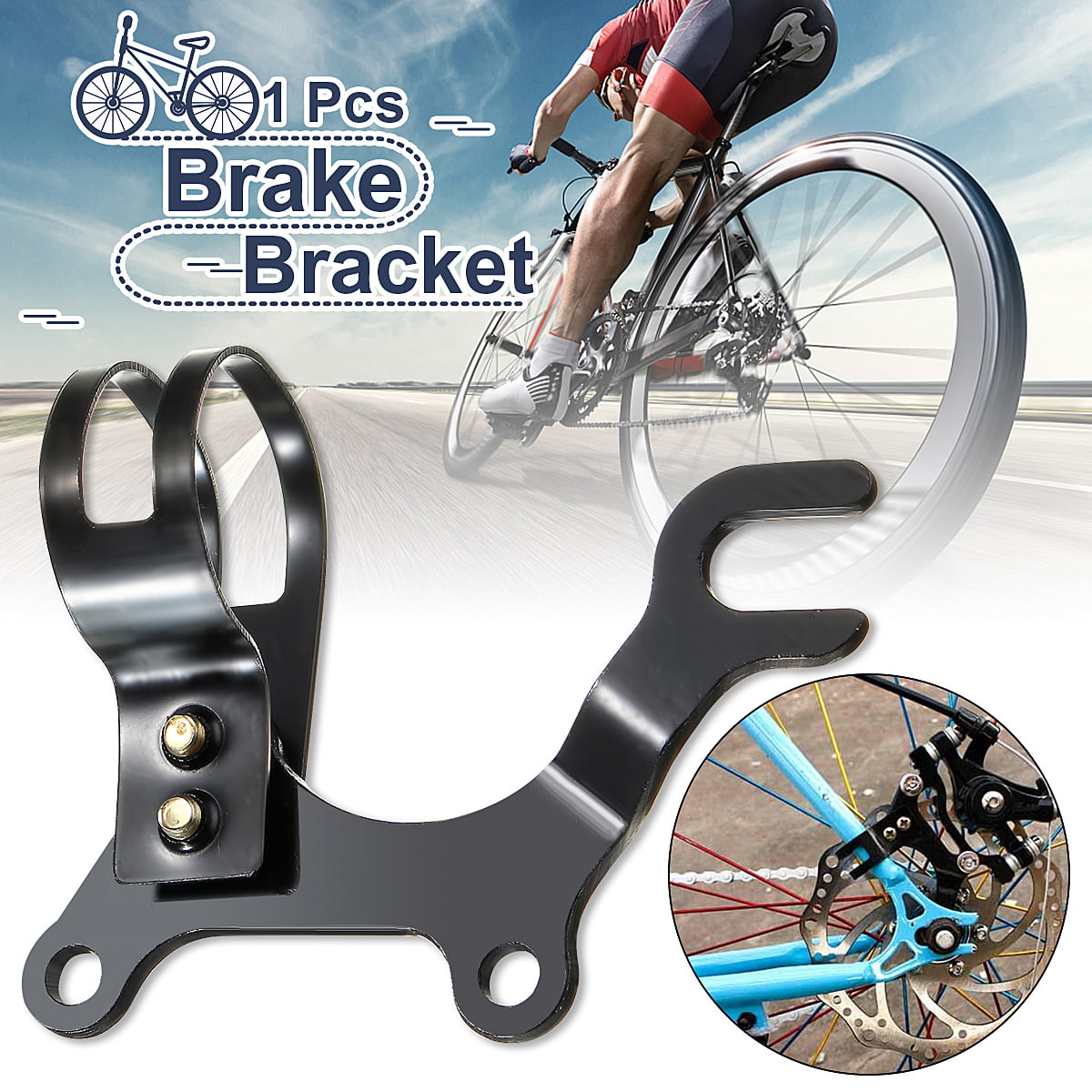 Adjustable Black Bicycle Bike Disc Brake Bracket Frame Holder Adaptor Mount F7B2