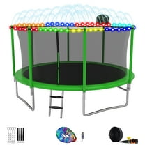 Elitezip Trampoline 14ft, Trampolines with Basketball Hoop for Kids and Adults, Outdoor Trampolines with Enclosure Net, Ladder, Light, Sprinklers, 1400LBS Weight Capacity