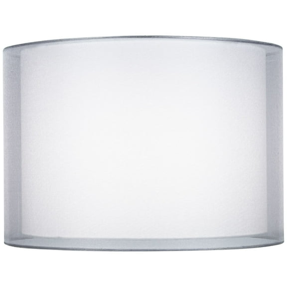 Springcrest Silver and White Double Sheer Medium Drum Lamp Shade 16" Top x 16" Bottom x 11" High (Spider) Replacement with Harp and Finial
