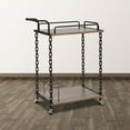 thumbnail image 2 of Light Oak Wood Kitchen Server/Bar Cart with 3 Bottle Compartment, 2 of 7