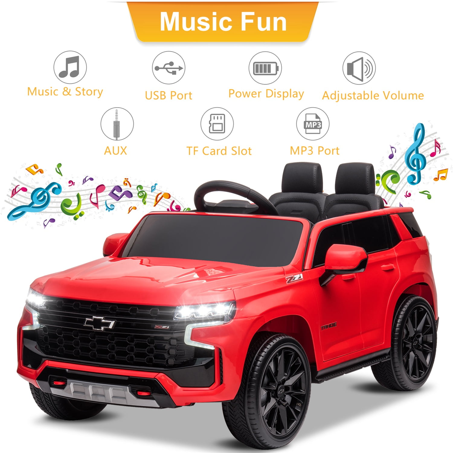 CIPACHO Licensed Chevrolet 12V Ride On, Electric Kids Car Toys with 2.4G Remote Control Dual Drive SUV, Red CIPACHO Licensed Chevrolet 12V Ride On, Electric Kids Car Toys with 2.4G Remote Control Dual Drive SUV, Red