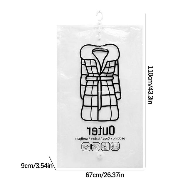 Vrorvz Hanging Vacuum Storage Bags for Clothes Organizer with Space Storage Compression Long Lasting Transparent Material Assorted Sizes Suit for Closet and Travel Use Pump Not Included