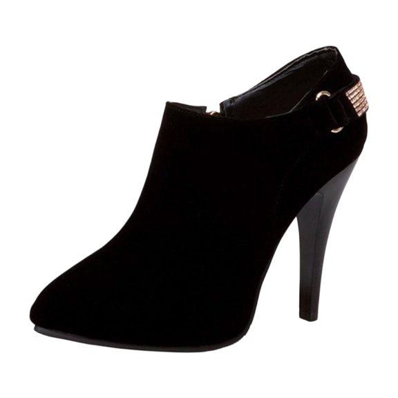 NOEGOEU Women's Suede Boots Platform Stiletto Ankle Boots Side Zip Fall Winter Dress Shoes (Black,39)