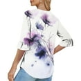 thumbnail image 5 of YUGYXL Women's Shirts 3/4 Sleeve V Neck Bell Sleeve Tshirts Ladies Comfy Tunics Blouses Trendy Graphic Tees Clearance Sales A Multicolor L, 5 of 6