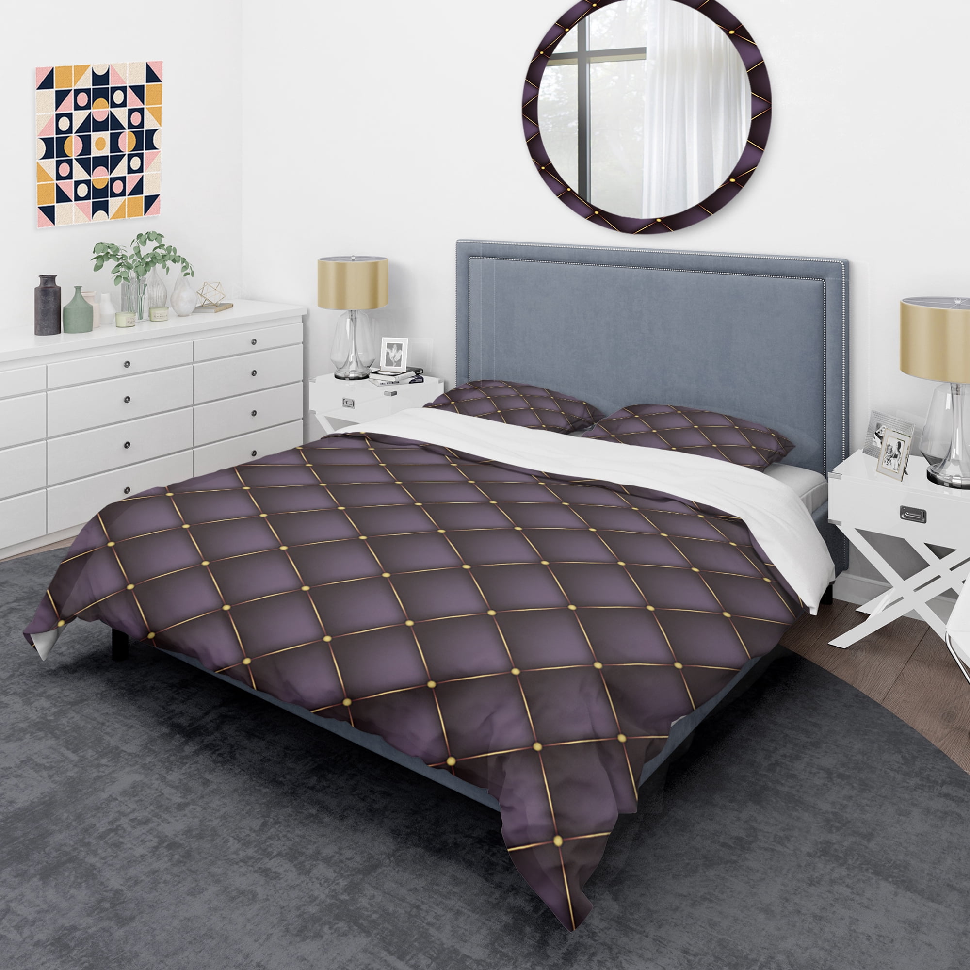 Designart 'Quilted pattern' Mid-Century Modern Duvet Cover Set