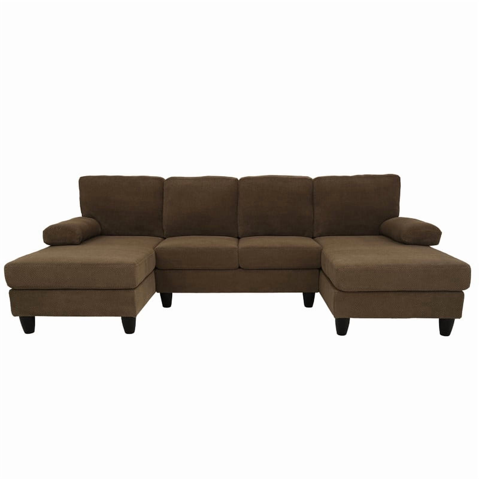 Upholstered U-Shaped Sectional Sofa, Deep Seat Sofa Couch with Dual Chaise, Plush Armrests, Modular Sofa for Living Room Apartment