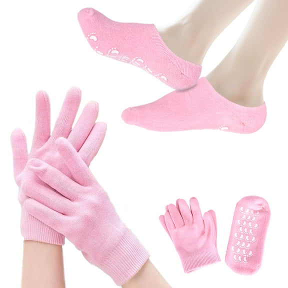 Moisturizing Glove and Sock, Gel Spa Moisturizing Therapy Sock & Glove, Soften Repairing Dry Cracked, Hands Feet Skin Care, Effective in Repair Dry and Chapped Hands and Feet Skin Care(4 PCS/Pink)