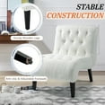thumbnail image 3 of AVAWING Armless Teddy Accent Chair, Upholstered Lounge Chair with Wood Legs, Comfy Reading Chair for Living Room & Bedroom, White, 3 of 7