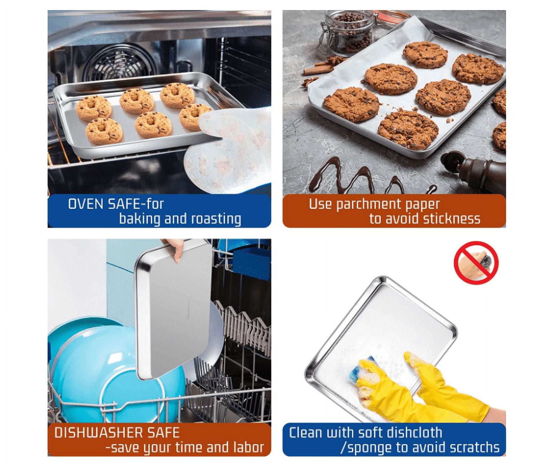 Small Baking Sheet Stainless Steel Cookie Sheet Mini Toaster Oven Tray Pan,  Rectangle Size 10.4 x 8 x 1 inch, Non Toxic & Healthy,Superior Mirror