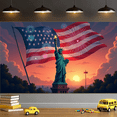 thumbnail image 6 of Statue of Liberty Banner American Flag Patriotic Design Celebration Backdrop for Independence Day Party Event Decoration, 6 of 7