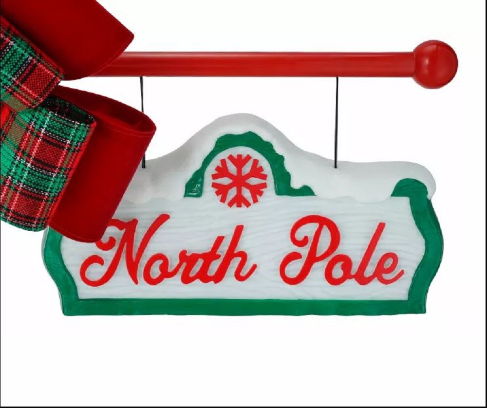"North Pole" Snowfall Lamp Post, LED Lights, Music & Animated Blowing Snow, (56 Inches Tall), Christmas Decoration
