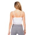 thumbnail image 3 of Women's V Neck Sleeveless Lace Rib Seamless Cami Tank Top T1392 - White - Small, 3 of 5