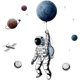 thumbnail image 1 of WandSticker4U®- XL Wandtattoo ASTRONAUTA FLIEGT I Wandbilder: 84x125 cm I Wandsticker Kinderzimmer Junge Planeten Weltall Weltraum Mond Aufkleber I Wand Deko für Jugend-zimmer Jugendlich Ormromra LKX-1561, 1 of 6