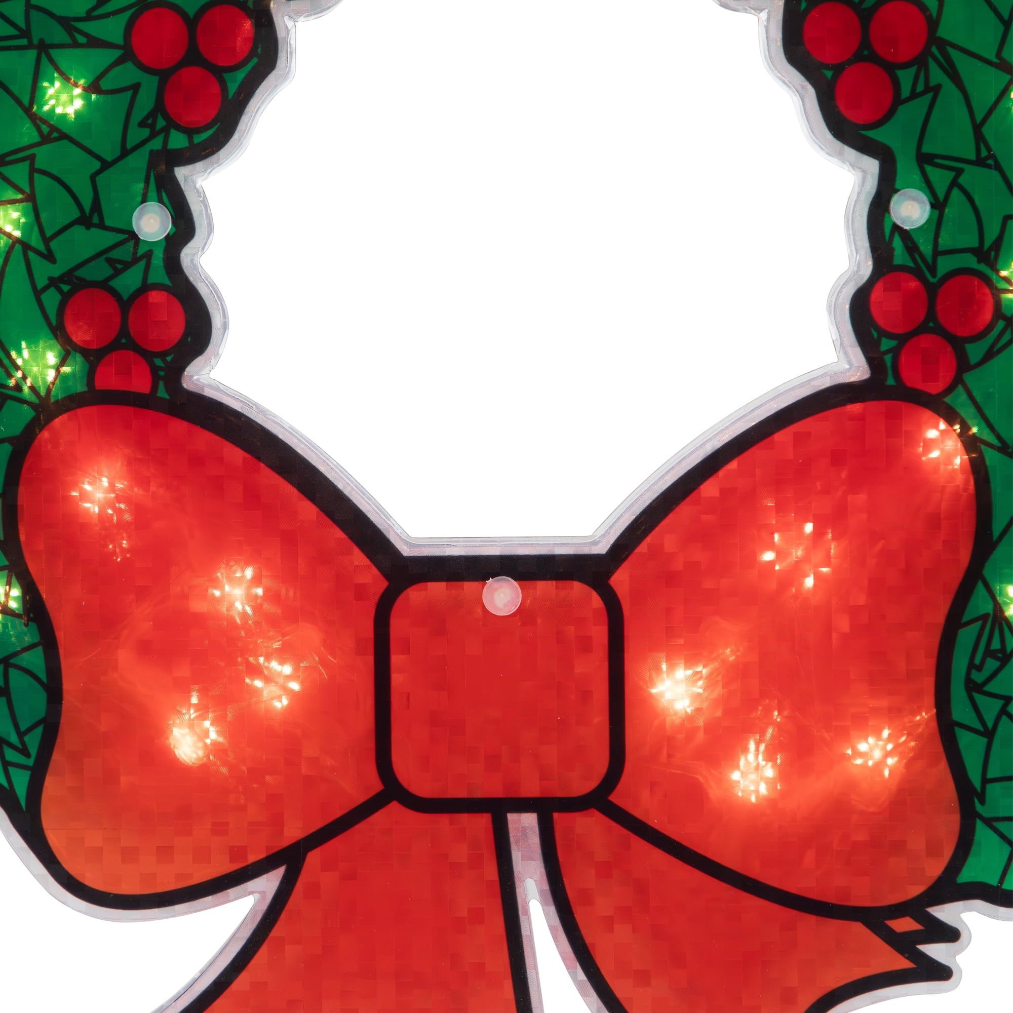 Northlight Lighted Holographic Christmas Wreath Window Silhouette Decoration - 15"