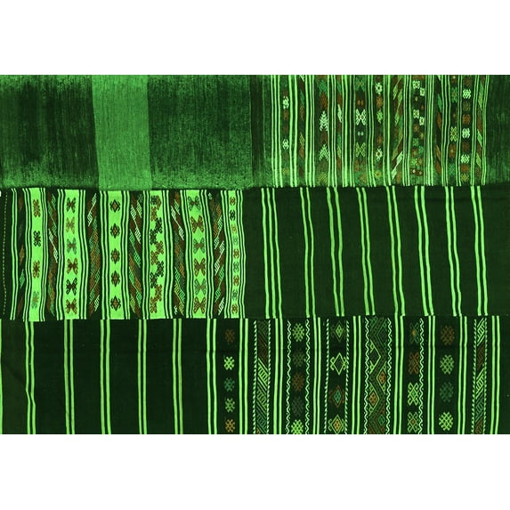 Ahgly Company Indoor Rectangle Patchwork Green Transitional Area Rugs, 6' x 9'