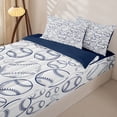 thumbnail image 3 of Castle Fairy Sport Baseball Zipper Full Size Comforter Sets with Fitted Sheet and 2 Pillowcases, Ball Game Zipper Bedding Set, White Navy,4pcs,Navy Blue Reversible, 3 of 6