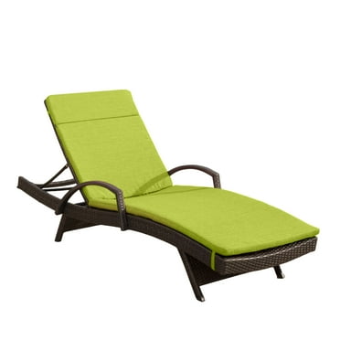 Anthony Outdoor Wicker Adjustable Chaise Lounge with Arms and Cushion, Set of 2, Multibrown, Grean