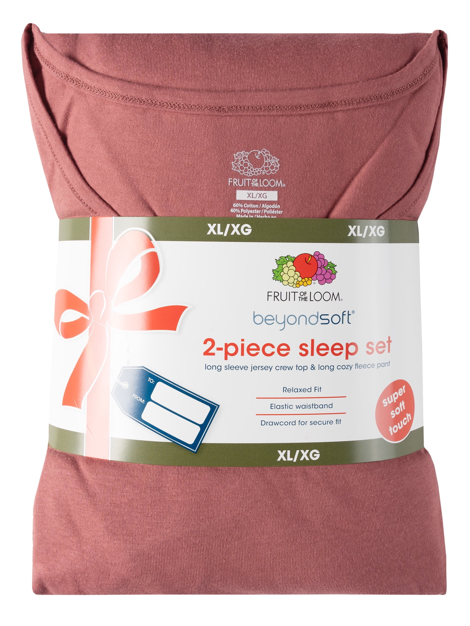 Fruit of the Loom Women's Beyond Soft Long Sleeve Top & Fleece Bottom Pajama Set, Sizes S-4X