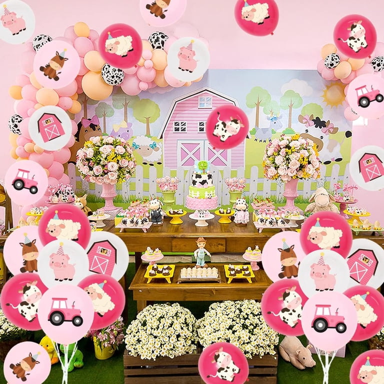 Big Pink Piggy Head Foil Balloons - 6 Pack, Woodland Animal Theme For Birthday & Baby Shower Decor