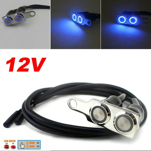 New Dual ON-OFF Push Button 12V Waterproof LED Motorcycle Handlebar Switch Aluminum Alloy Wire Moto Indicator Light Accessories