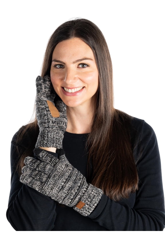 Womens Winter Gloves Cute Knit Fleece Lined Touchscreen Texting Gloves for Women, Teen Girls Accessories - 4 Tone Mix - Grey, Black, Beige, Lt. French Beige