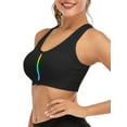 thumbnail image 4 of SHCKE Women's Zip Front Sports Bra Workout Yoga Bra Racerback with Removable Padded Wirefree Bra Wireless Post-Surgery Yoga Bras, 4 of 8