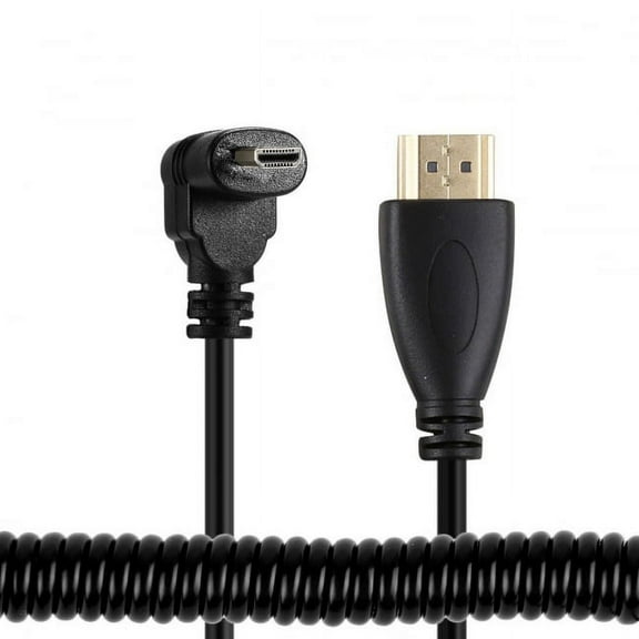 Xiwai Cable Stretch Down Angled 90 Degree Micro HDMI to HDMI Male HDTV Cable for Phone Tablet Camera