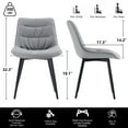 thumbnail image 3 of Kidol & Shellder PU Leather Dining Chair Set of 2, Living Dining Chairs, Modern Armless Kitchen Dining Room Chairs, Upholstered Accent Side Chairs with Metal Legs, Gray, 3 of 7