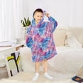 thumbnail image 6 of FORMRS Wearable Blanket Hoodie with Sleeves for Kids Cozy Flannel Sweatshirt, Watercolor Blue Marble Pattern, 6 of 7