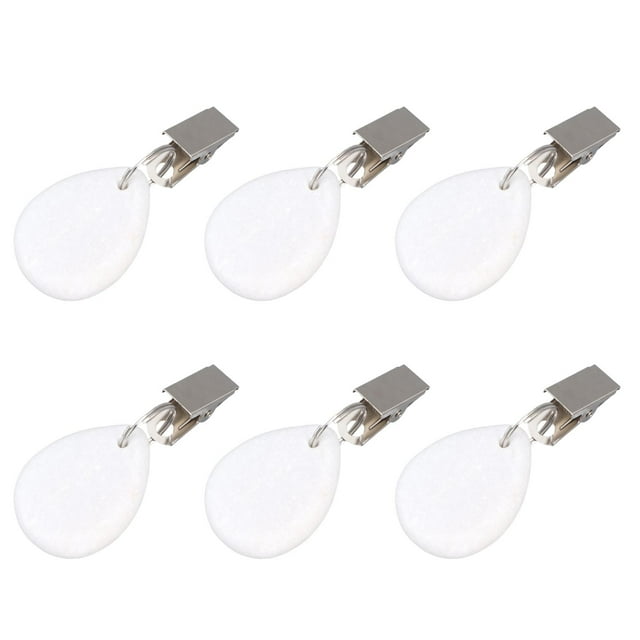 6Pcs Tablecloth Weights Marble Stainless Steel Small Size Waterproof Rustproof Durable Clip On Weights for Party PicnicOval