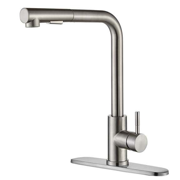 Brushed Nickel Kitchen Faucet Pull Down Sink Mixer Taps Single Handle with Cover
