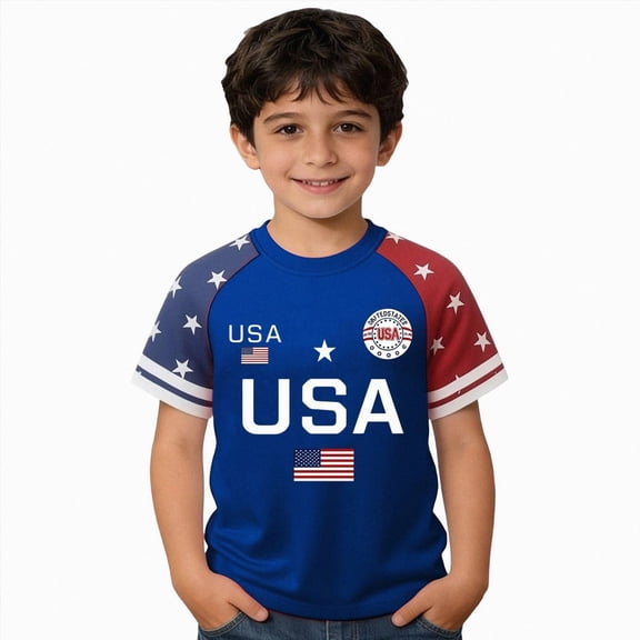Gubotare Toddler Patriots Shirt Boys 4th of July Shirts Patriotic American Flag T-Shirts for Toddler Girls Kids Memorial Day Usa Tees 8T 9T, Blue