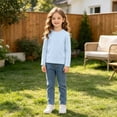 thumbnail image 6 of Boys Girls Cotton Long Sleeve T Shirt Kids Plain Basic Girls Tops Light Blue 4-5 Years, 6 of 7