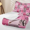thumbnail image 4 of Manfei Rustic Elk Twin Quilt Set, Folk Buffalo Grid Twin Coverlet Set, Red White, Pink Reversible, 2-Piece, 1 Bedspread and 1 Pillowcase, 4 of 7