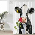 thumbnail image 6 of Shower Curtains Cow Rose Bath Curtain Farmhouse Animal Waterproof Bathroom Shower Curtain Set with Hooks Decoration 72 x 84 Inches, 6 of 7