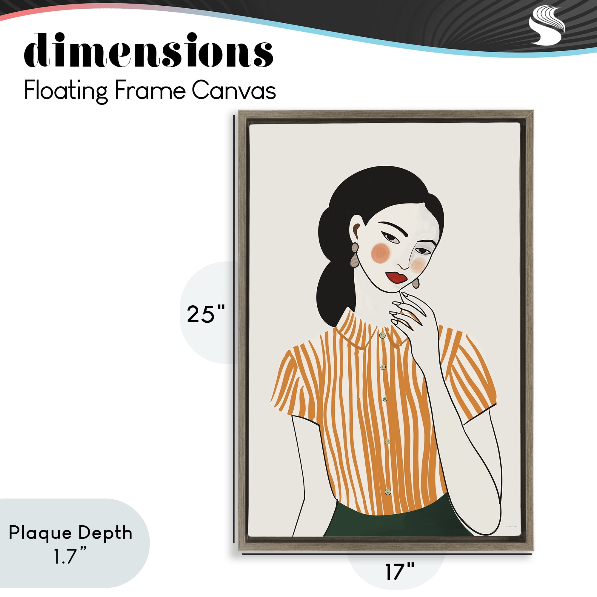 Stupell Industries Woman in Orange Blouse Brown Framed Floater Canvas Wall Art, design by Omar Escalante