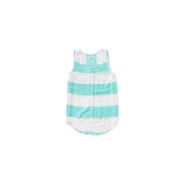 Aeropostale Womens Striped Tank Top, Green, Juniors, X-Small