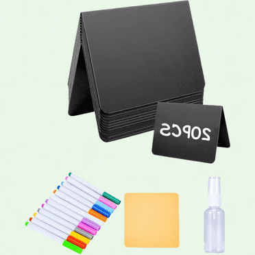 Food Table Signs, Set of 20, Reusable and Easy to Write and Wipe Out, Perfect for Party Buffet and Catering Display