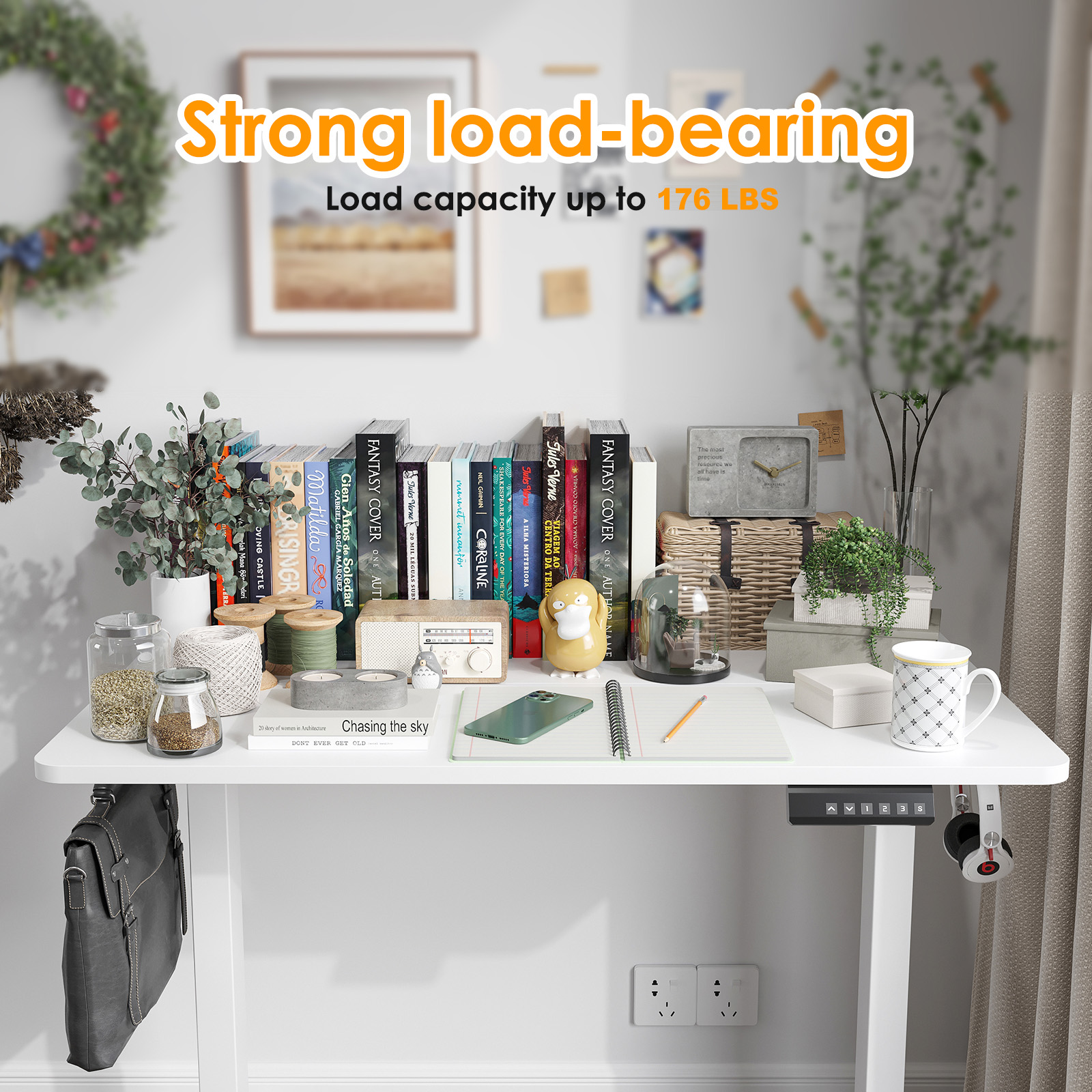 48" x 24" Electric Standing Desk Adjustable Height Sit Stand Home Office Desk with 4 Memory Keys, White
