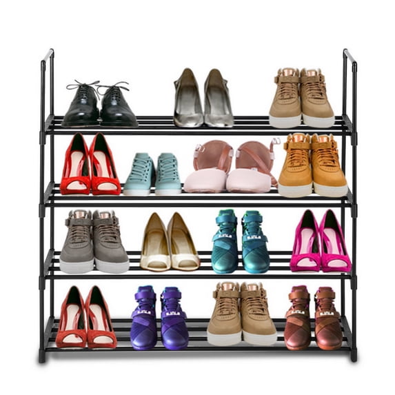 Zimtown 20 Pairs Metal Shoe Shelf Rack Shoe Tower Stand Shoe Cabinet Storage Organizer, Black Finish