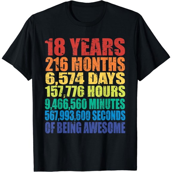 t-shirt 18th Birthday For Men And Women Boys And Girls 18 Years Old T-Shirt mens t shirt，black，women，funny，misfits，men，journey