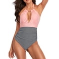 thumbnail image 4 of Traje de baño sexy de color sólido con vendaje de una sola pieza con escote en V profundo para mujer informal a la moda Fridja  nalpqowj53101, 4 of 9