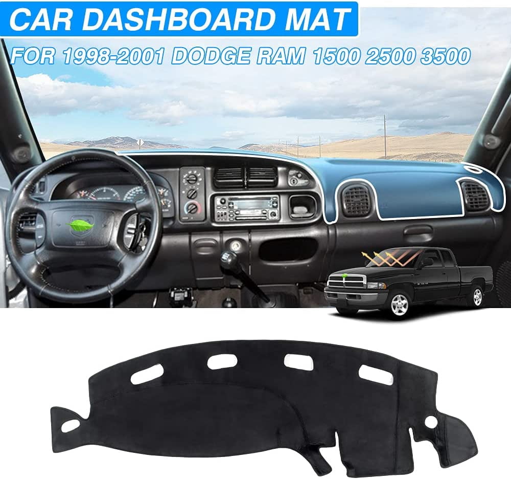 Canvcle Dash Cover for Dodge Ram 1500 2500 3500 1998-2001 Dashboard Cover Mat Non-Slip Pad Carpet Sunshield Protector