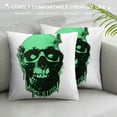 thumbnail image 3 of Autua Skull Green Light Minimalism Decorative Throw Pillow Cover for Home Couch Living Room Sofa Bedroom 1PC 20x20in, 3 of 5