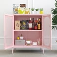thumbnail image 4 of 2 Door Accent Cabinet,Metal Storage Cabinet with Adjustable Shelf,Buffet Sideboard for Bed Room,Living Room,Entryway,Hallway,Home,Hotel,Office,Garage,Kitchen,1 Removable Shelf., 4 of 17