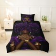 thumbnail image 2 of spefrowx Purple Rose Black Woman Twin Duvet Cover for Girl, Modern Fashion Style Twin Bedding, Black Reversible, 2-Piece, 1 Duvet Cover and 1 Pillowcase, 2 of 6