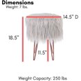 thumbnail image 3 of BirdRock Home Faux Fur Foot Stool Ottoman with Hair Pin Legs - Silver, 3 of 9